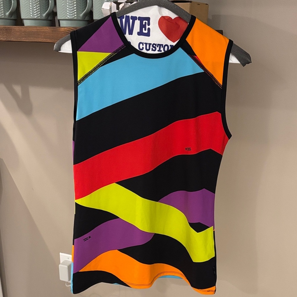 TomboyX Colorblock Athletic Tank Sz Small | Neon Multicolor Sleeveless Active